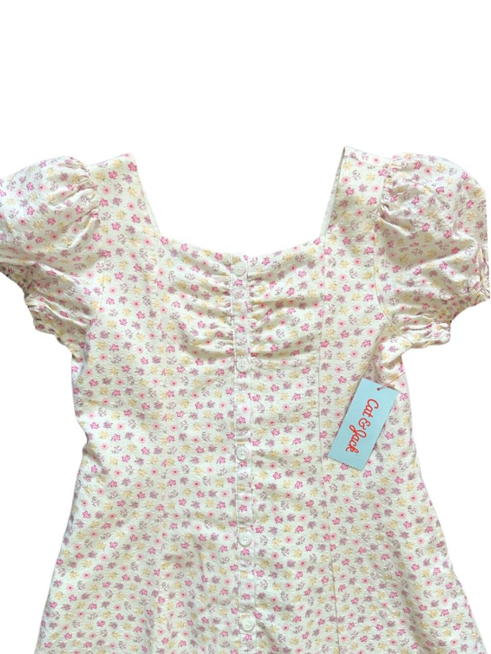 NWT Cat & Jack Girls Floral Button Front Mini Dress With Pockets L 10/12 - Picture 5 of 13